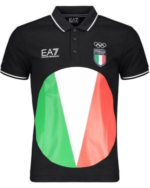 EA7 Polo Mit Kontrastdetails - Schwarz