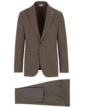 Manuel Ritz Single Breasted Suits - Brown