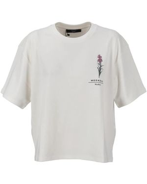 Weekend by Maxmara Jersey Baumwolle Besticktes T-Shirt - Grau
