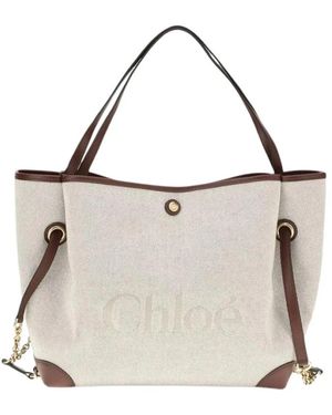 Chloé Tassen ,Leer Woody Grote Tote Bag - Wit