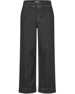 Masai Wijde Cropped Jeans - Grijs