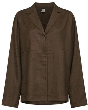 TOTEME Overhemden ,Bruin ,Monogram Flannel Pj Top - Groen