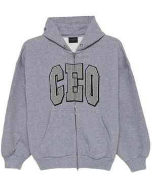 Balenciaga Grauer Ceo Zip-Up Hoodie Mit Patch