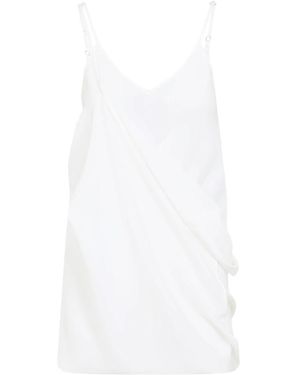 MM6 by Maison Margiela Draped Silk Mini Dress With Adjustable Straps - White