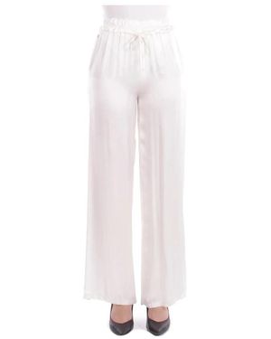 Manila Grace Wijde Broek - Wit