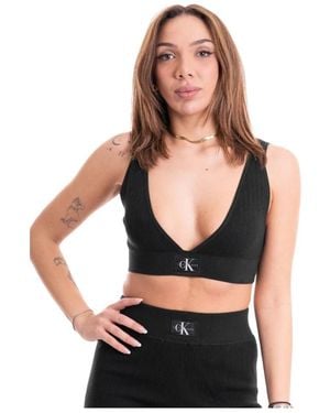 Calvin Klein W Bralette Variegated Rib Sweater - Zwart