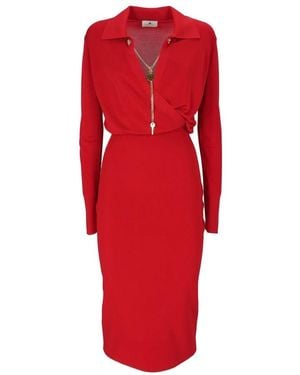 Elisabetta Franchi Midi Dresses - Red