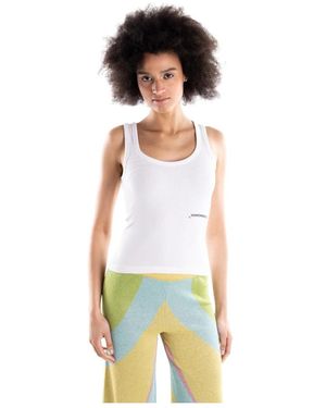 hinnominate Tops ,Wit ,Katoen Ribbed Tanktop Met Ronde Hals