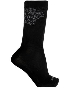 Versace Jacquard Baumwollrippsocken - Schwarz