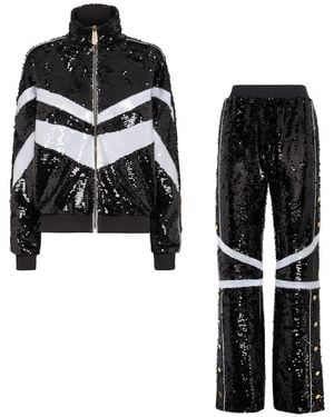 Philipp Plein Top/Broek Trainingspak Met Kristallen - Zwart