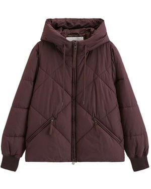 Marc O' Polo Jassen ,Rood ,Denim Geweven Outdoor Jas, Diamond Puffer - Bruin