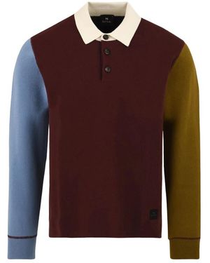 Paul Smith Lange Mouw Kleurblok Polo Trui - Rood