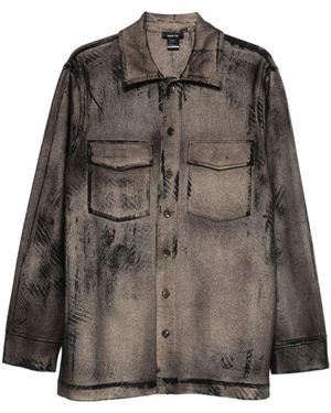 Avant Toi Bruin Abstract Print Polo - Grijs