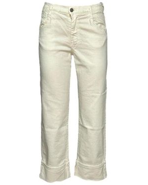 Please Weiße Baumwoll-Jeans Capri Hose - Natur