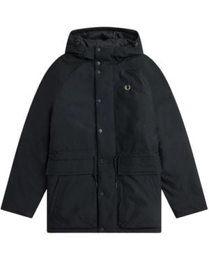 Fred Perry Padded Zip Through Jacket Nylon - Blue
