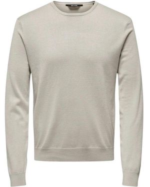 Only & Sons Lässiger Rundhalsausschnitt Strickpullover - Grau