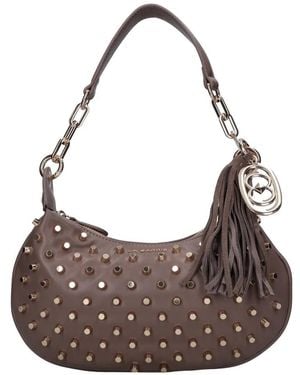 La Carrie Nep Leer Studded Tas - Bruin