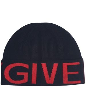 Givenchy Merinowolle Jacquard Beanie Schwarz - Blau