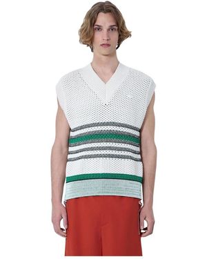 Lacoste Truien & Vesten ,Wit ,Mouwloos Gebreid Vest - Rood