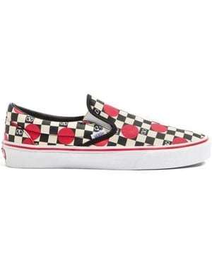 Vans Instapper Sneaker Van Stof Met Vlogo Ruitjesprint En Polka Dot Detail - Rood