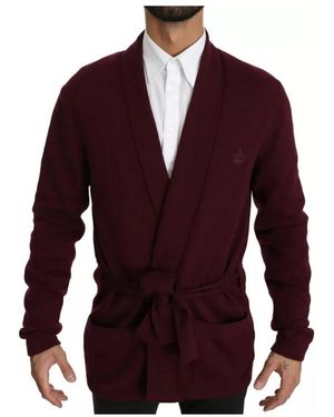 Dolce & Gabbana Truien & Vesten ,Bruin ,Kasjmier Luxe Cashmere Cardigan Sweater - Rood