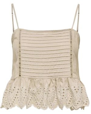 ONLY Tulum Short Geborduurd Geweven Top - Naturel