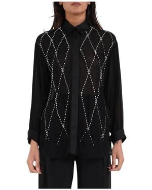 SIMONA CORSELLINI Durchsichtige Bluse Mit Geometrischen Strass-Applikationen - Schwarz