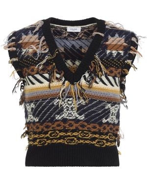Celine Top Aus Jacquard-Kaschmir - Schwarz