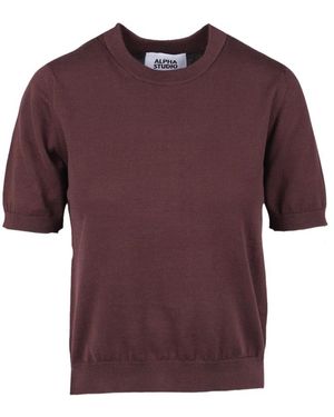 Alpha Studio Round-Neck Knitwear - Purple