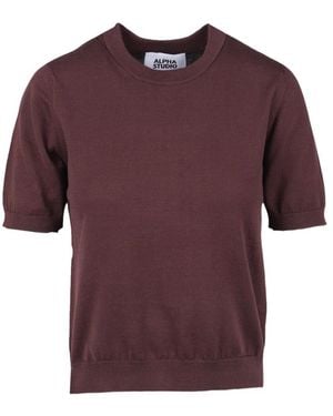 Alpha Studio Rundhals-Strickware - Lila