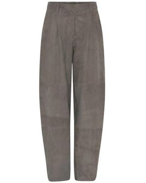 Bruuns Bazaar Leather Trousers - Grigio