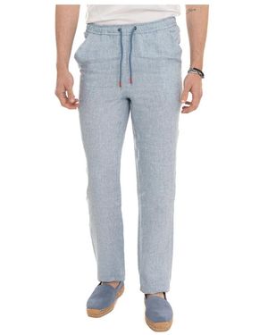 Kiton Broeken ,Blauw ,Linnen Linnen Broek Met Trekkoord
