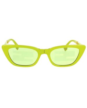 Fendi Cat-Eye Zonnebril Met Opvouwbaar Montuur - Geel