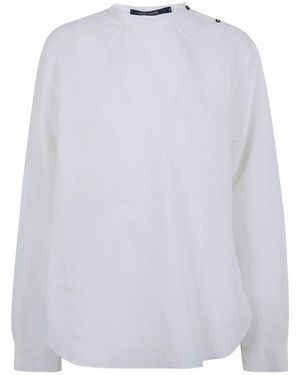 Sofie D'Hoore Overhemden ,Wit ,Katoen Barel Crewneck Top Met Lange Mouwen