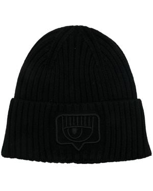 Chiara Ferragni Beanie Maxi Eyelike Stickerei Mütze - Schwarz