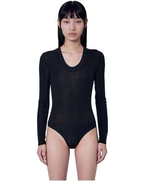 Entire studios Tops ,Zwart ,Wol Circle Neck Bodysuit - Blauw