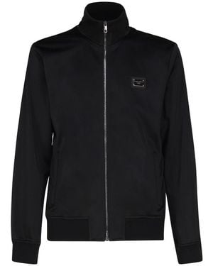 Dolce & Gabbana Zwarte Sweater Met Hoge Nek En Rits