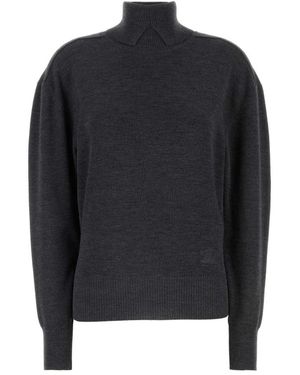 Burberry Truien & Vesten ,Grijs ,Wol Geribbelde Coltrui - Blauw