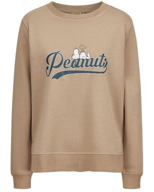 Codello Hoodies & Sweatvesten ,Katoen Peanuts Sweatshirt Met Script - Naturel