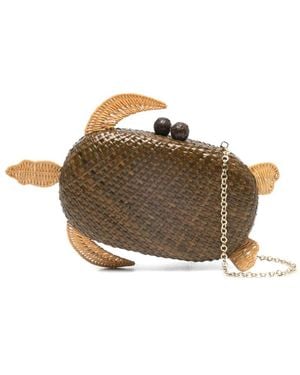 Serpui Olivine Geweven Clutch - Bruin