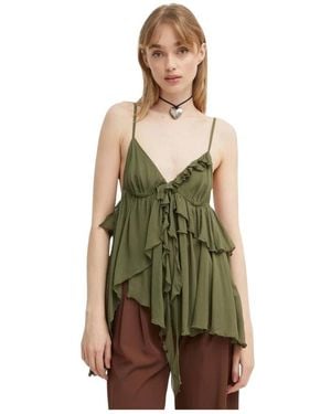Aniye By Mouwloze Blouse Met Ruches - Groen