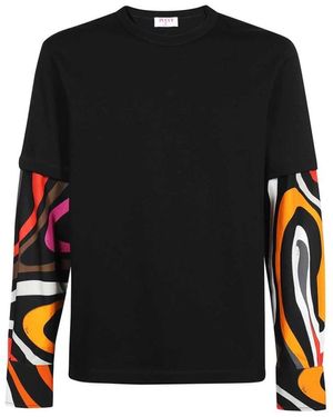 Emilio Pucci Kontrastärmel Baumwolltop - Schwarz