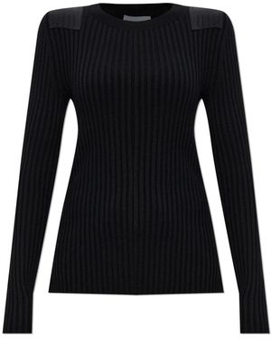 Helmut Lang Truien & Vesten ,Zwart ,Wol Geribbelde Top Met Lange Mouwen