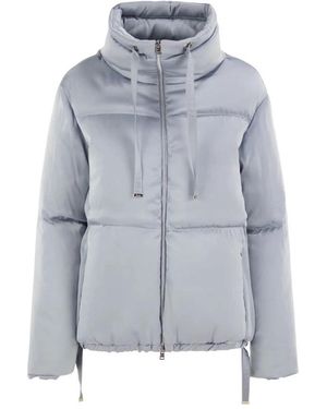 Herno Jassen ,Grijs ,Polyester Gewatteerde Jas Met Hoge Hals - Blauw