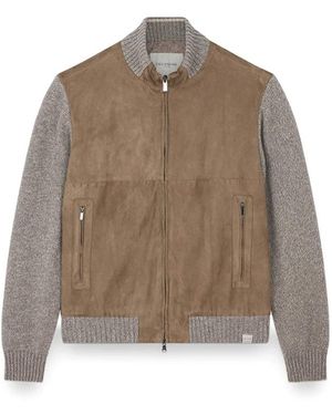 Paul & Shark Suede Wol Kasjmier Hybrid Zip-Up - Bruin