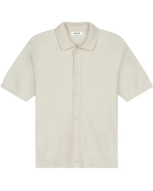 OLAF HUSSEIN Linen Knitted Ss Polo - Weiß