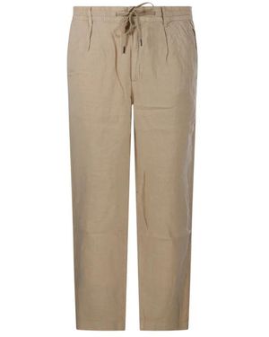 Ralph Lauren Broeken ,Bruin ,Linnen Lateef Slim Tapered Fit Linnen Broek - Naturel