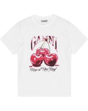 Ganni Tops ,Wit ,Katoen T-Shirt
