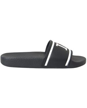 Dolce & Gabbana Schwarze leder i love d&g slide sandalen