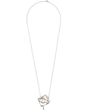 Rabanne Accessoires ,Grijs ,Metal Flower Pendant Necklace - Wit